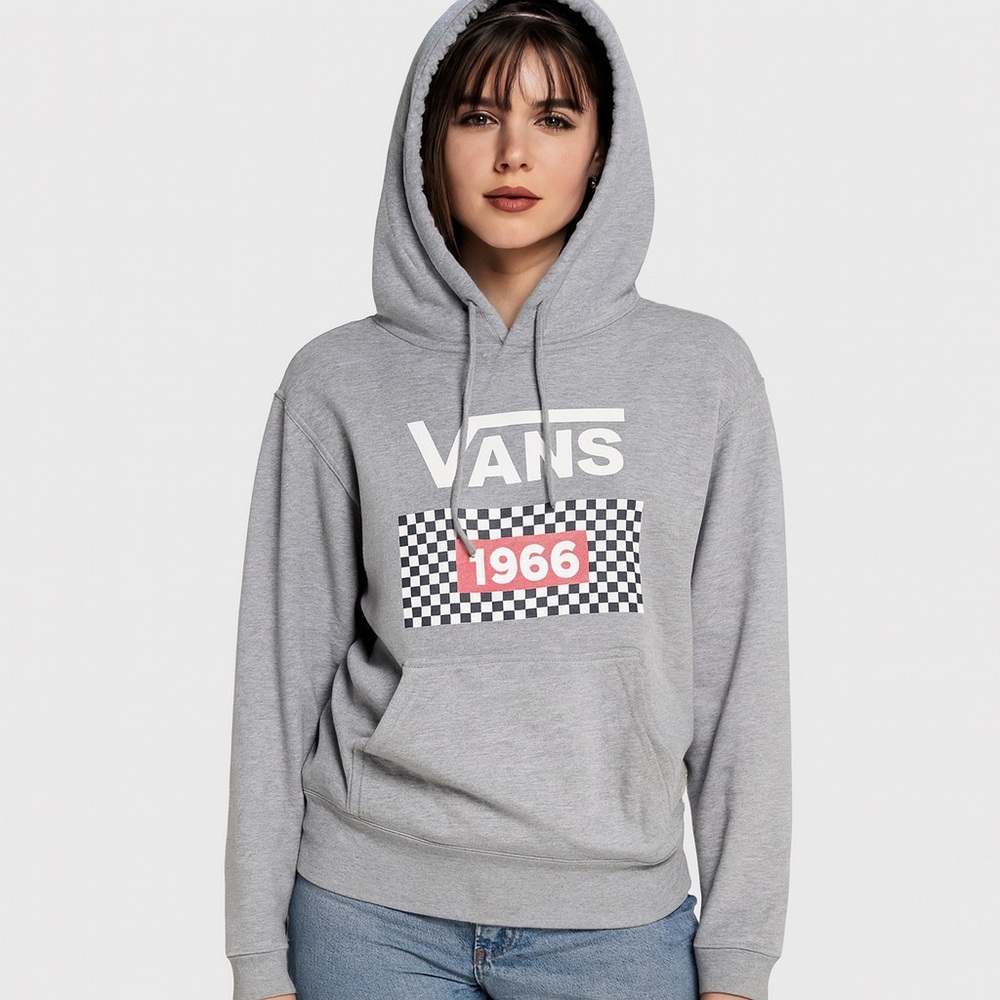 Vans Off‎ The Wall 1966 Women's Gray Hoodie Sweatshirt  S Long Sleeve Graphic